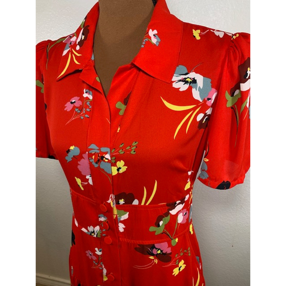 PRICE DROP! Women's Cabi Floral Dress Size Small Red Sheer - Picture 2 of 4